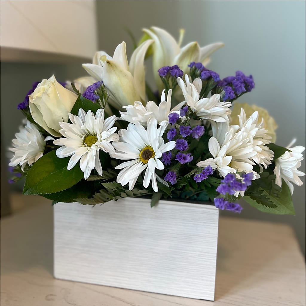 Beyond Blue Box Bouquet – T & T FLORAL, Kingsley MI