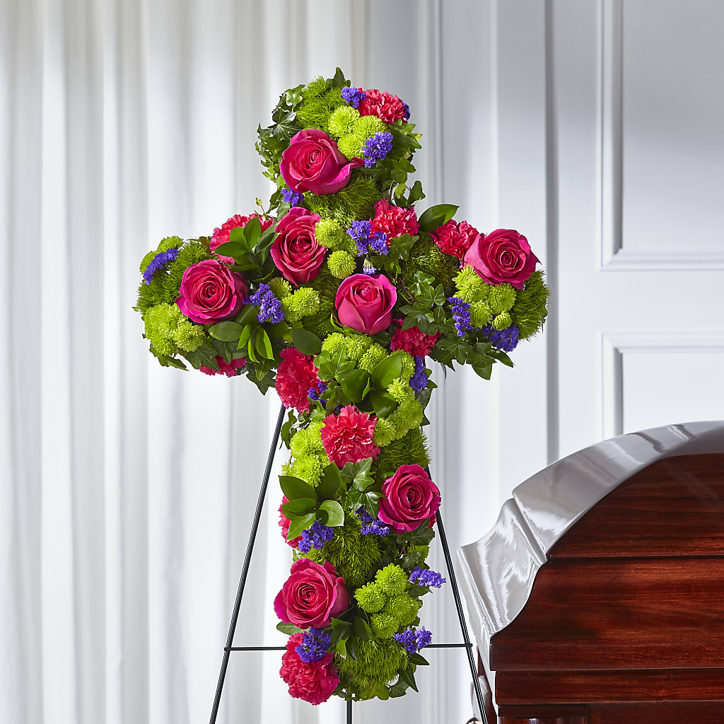 Tribute Rose Floral Cross – T & T FLORAL, Kingsley MI
