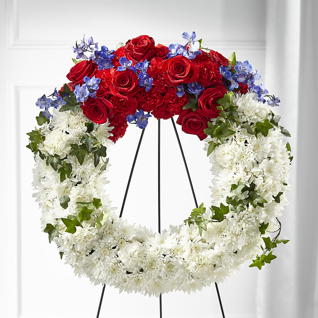 Patriotic Passion Wreath – T & T FLORAL, Kingsley MI