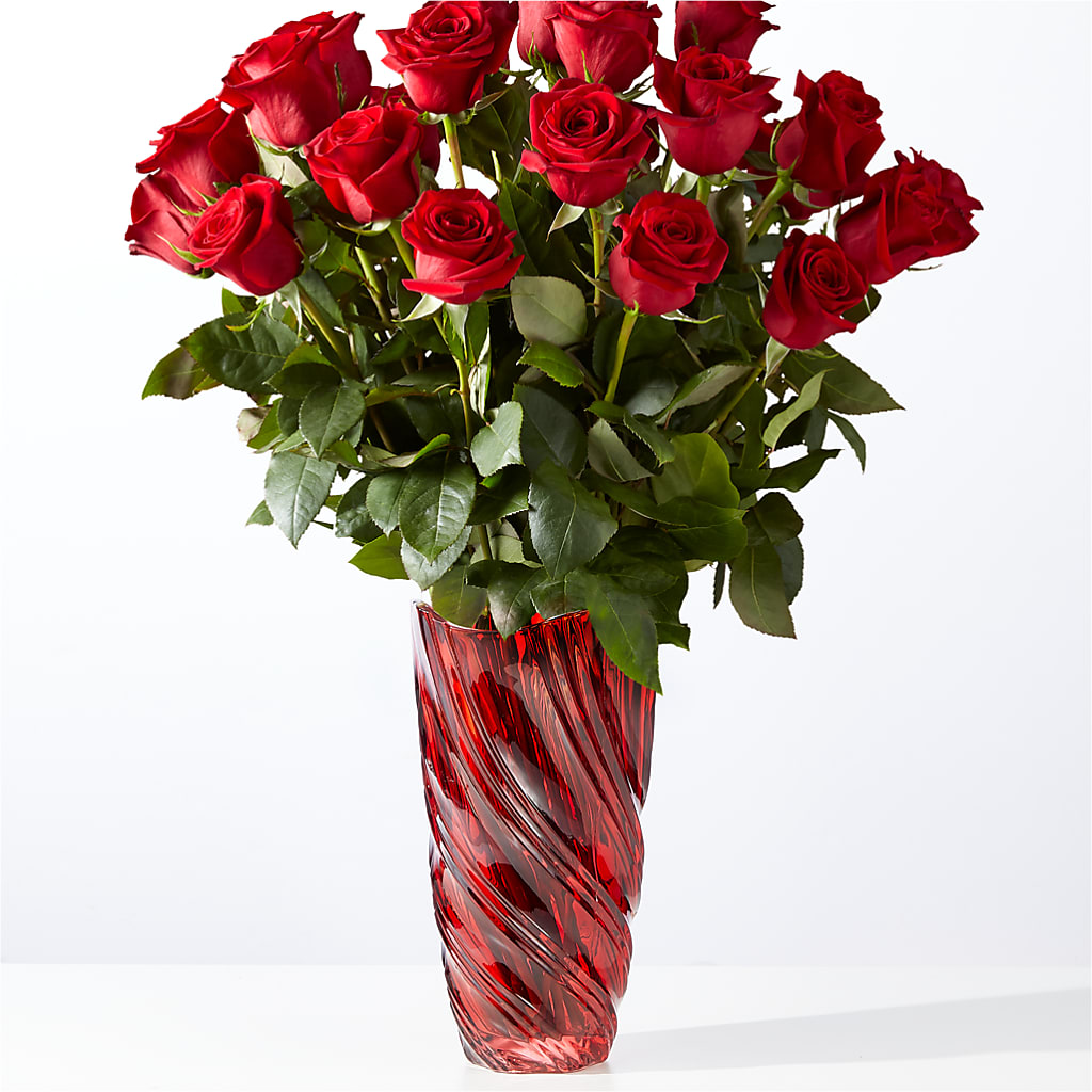 Classic Love Red Rose Bouquet with Luxe Swirl Vase – T & T FLORAL, Kingsley MI