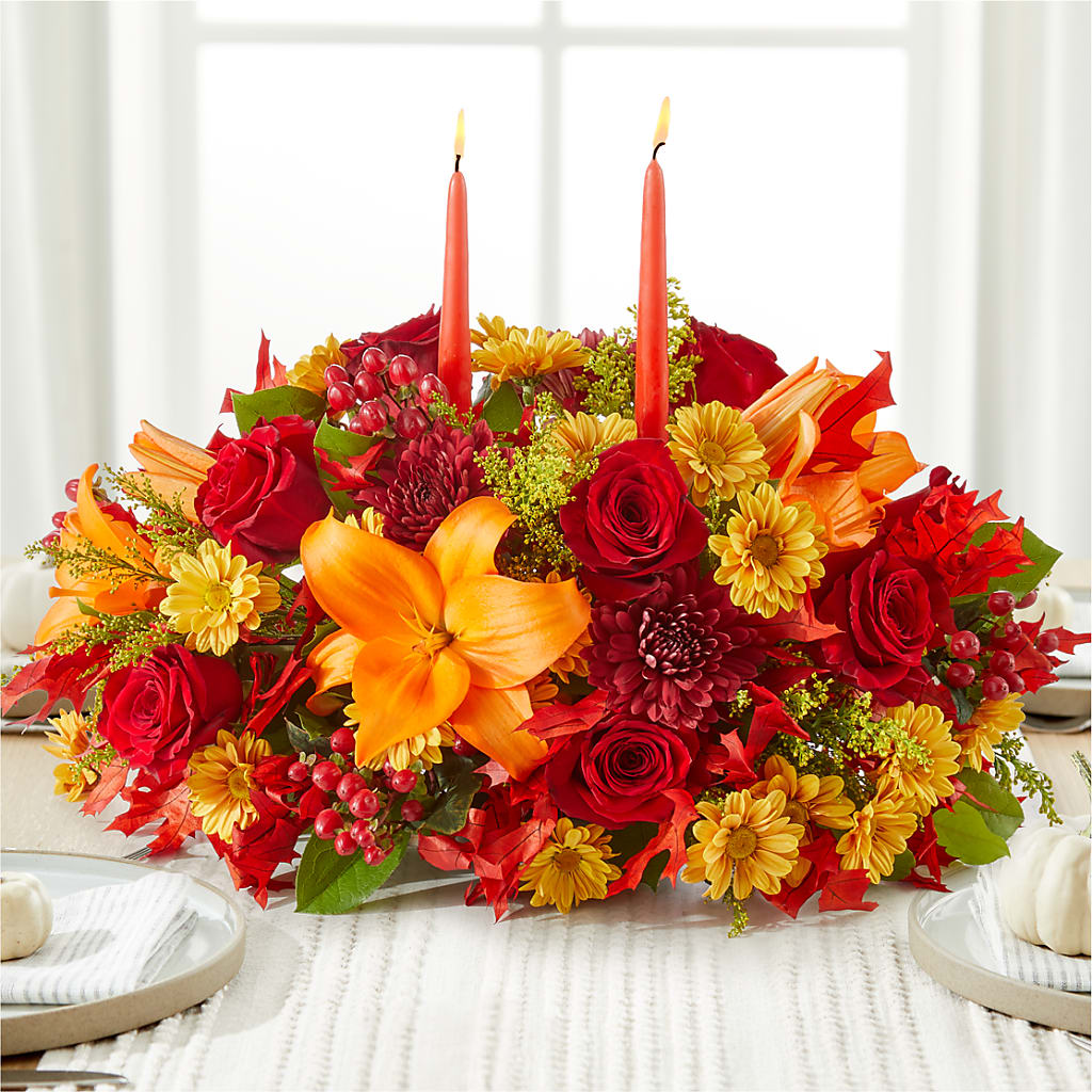 Autumn's Embrace Centerpiece – T & T FLORAL, Kingsley MI