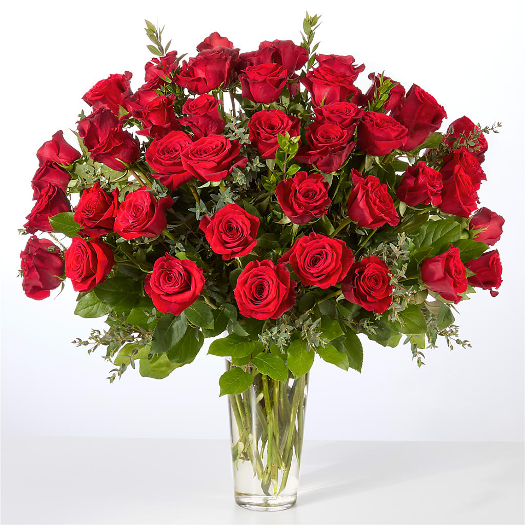Forever Yours Fifty Stem Red Rose Bouquet – T & T FLORAL, Kingsley MI