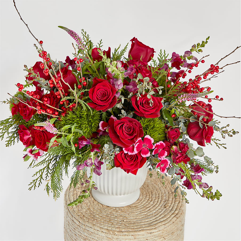 Big Red Bow Bouquet – T & T FLORAL, Kingsley MI