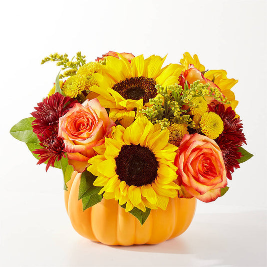 Golden Gourd Pumpkin Bouquet – T & T FLORAL, Kingsley MI