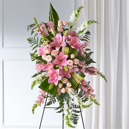 Elegant Embrace Standing Spray – T & T FLORAL, Kingsley MI