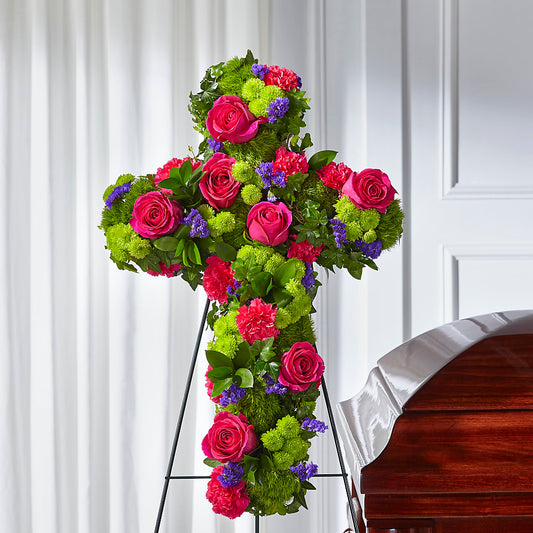 Tribute Rose Floral Cross – T & T FLORAL, Kingsley MI