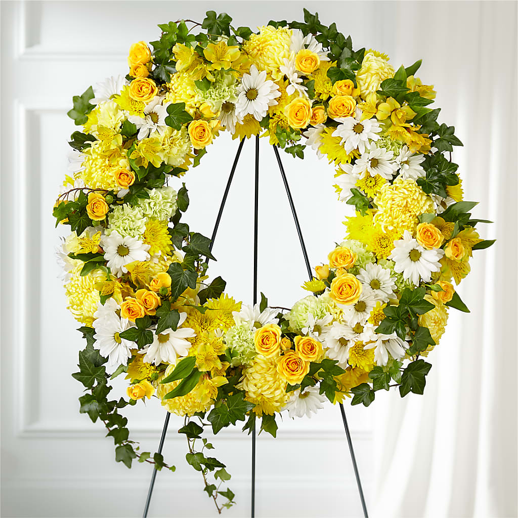 Golden Remembrance Wreath – T & T FLORAL, Kingsley MI