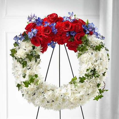 Patriotic Passion Wreath – T & T FLORAL, Kingsley MI
