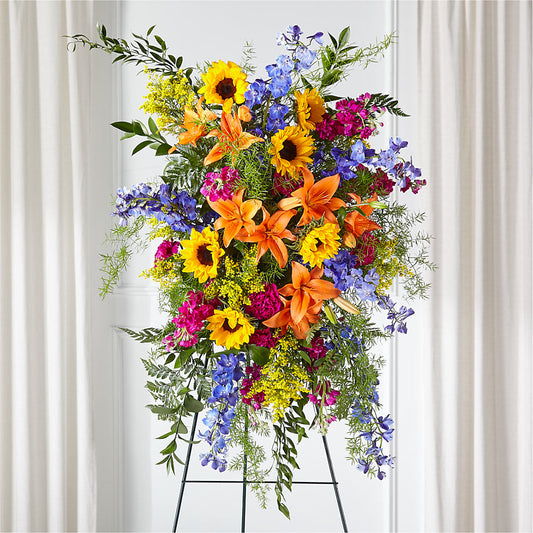 Sunlit Memories Standing Spray (Standard) – T & T FLORAL, Kingsley MI