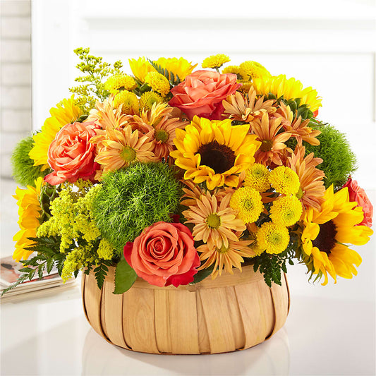 Harvest Sunflower Basket – T & T FLORAL, Kingsley MI
