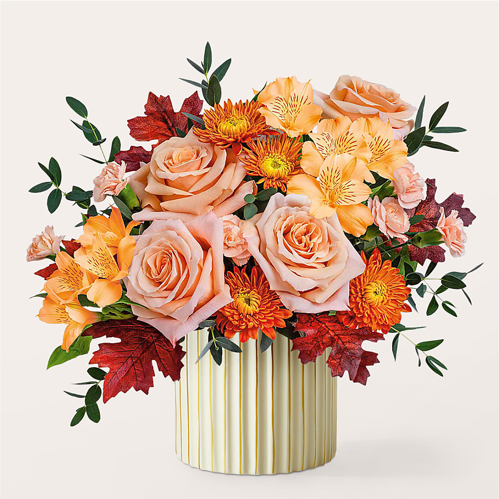 Spiced Latte Bouquet with Ivory Vase – T & T FLORAL, Kingsley MI