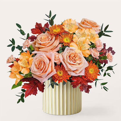 Spiced Latte Bouquet with Ivory Vase – T & T FLORAL, Kingsley MI