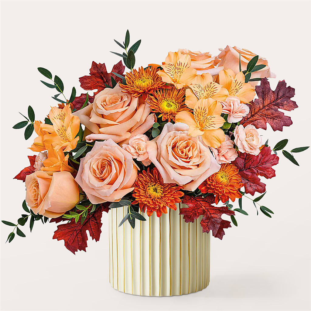 Spiced Latte Bouquet with Ivory Vase – T & T FLORAL, Kingsley MI