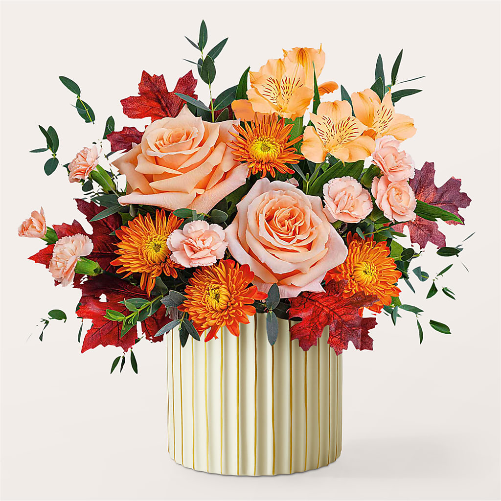 Spiced Latte Bouquet with Ivory Vase – T & T FLORAL, Kingsley MI
