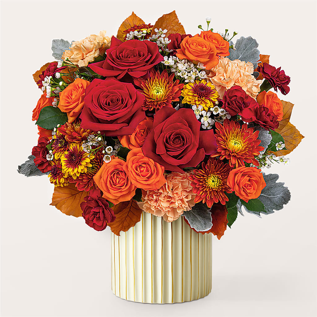 Merlot Bouquet with Ivory Vase – T & T FLORAL, Kingsley MI