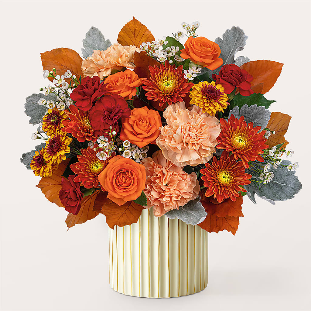 Merlot Bouquet with Ivory Vase – T & T FLORAL, Kingsley MI