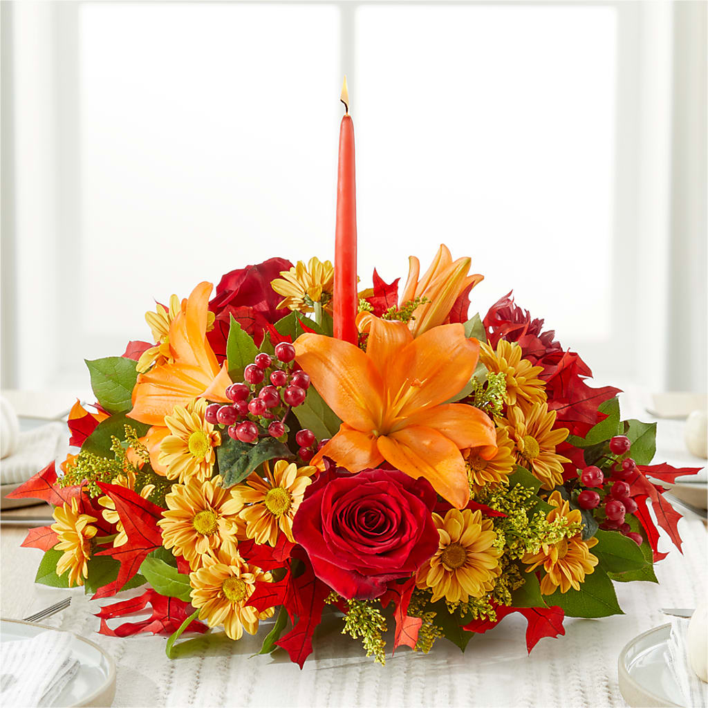 Autumn's Embrace Centerpiece – T & T FLORAL, Kingsley MI