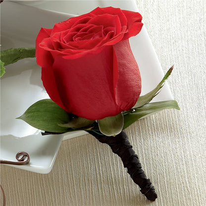 Red Rose Boutonniere – T & T FLORAL, Kingsley MI